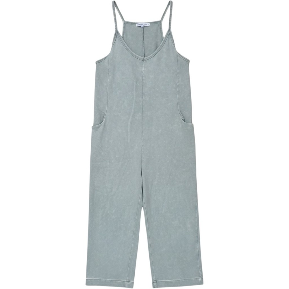 Sincerely Jules Womens Sage Green Mineral Wash French Terry Jumpsuit Large